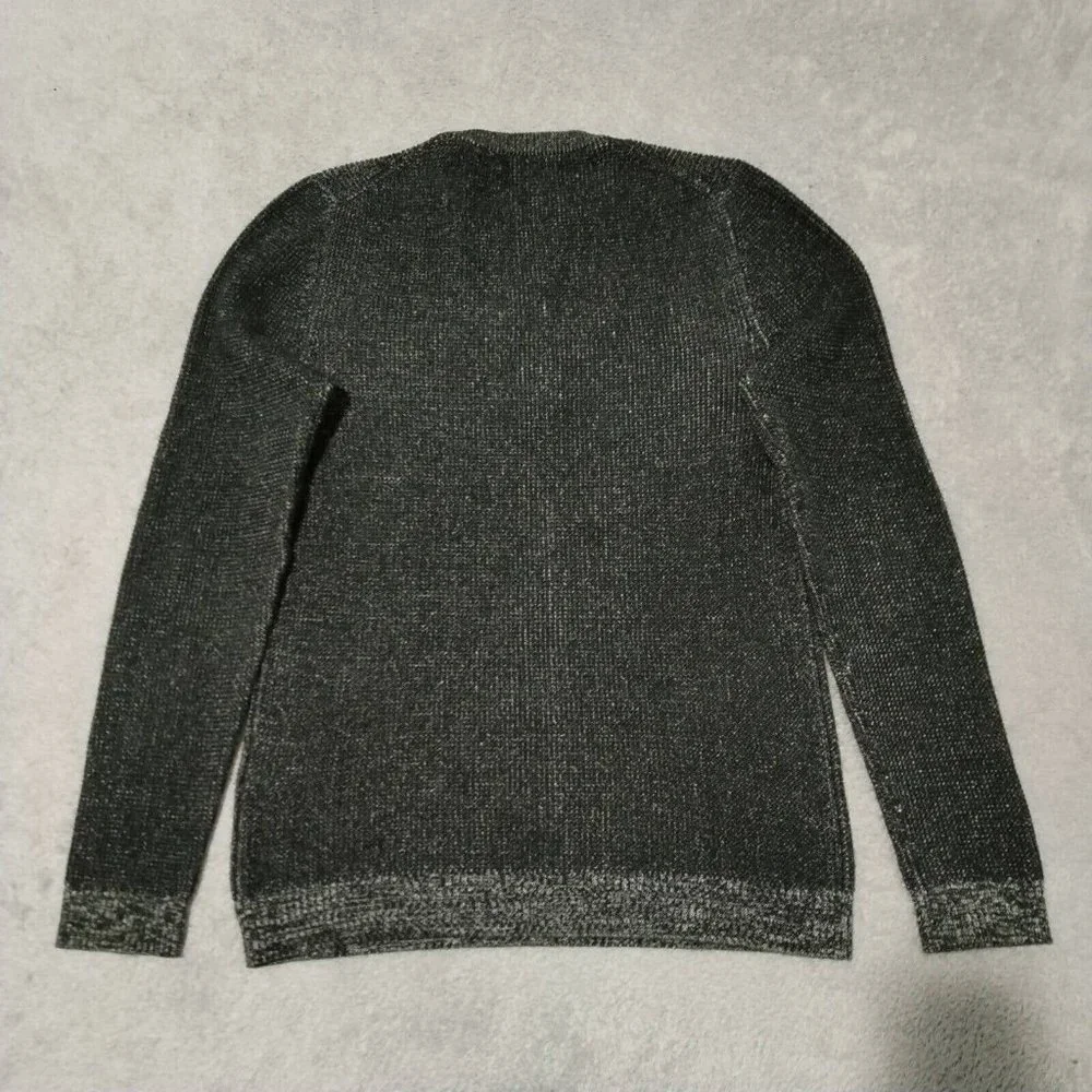 Reiss Jumper Mens XS Tiger Grey Chunky Tight Knit Contrasting Trim Crew Heavy - Picture 8 of 13